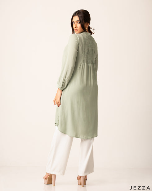 Poly Cotton Top With Back Smocked Panel 60842